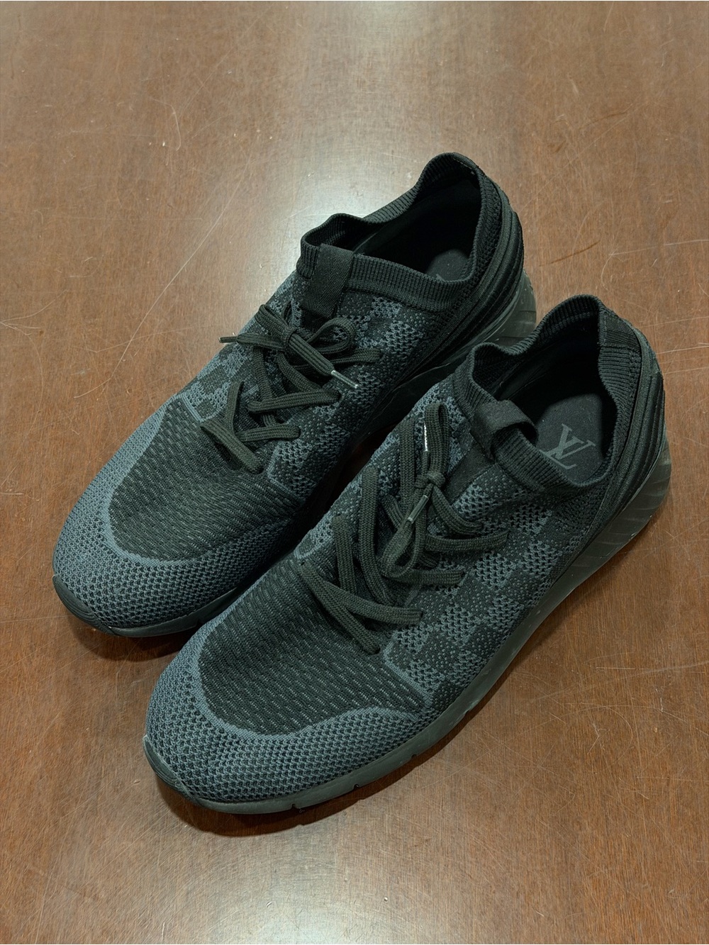 Louis Vuitton Men's Black Knit Lace-Up Sneakers